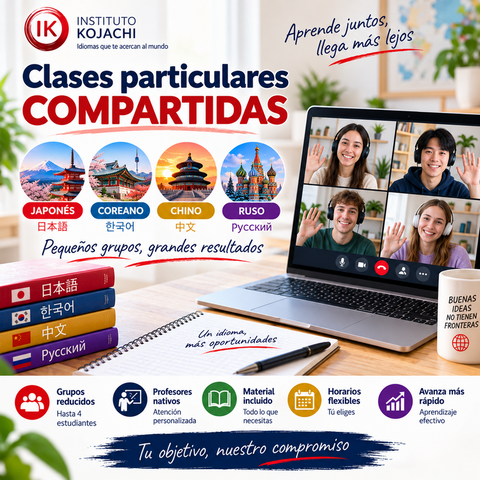 Clases particulares compartidas de japonés coreano y chino