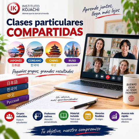 Clases particulares compartidas de japonés coreano y chino