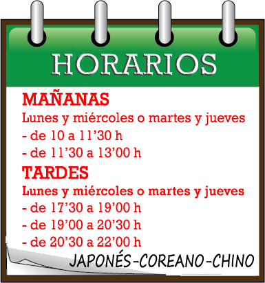 Horario de los cursos de japonés